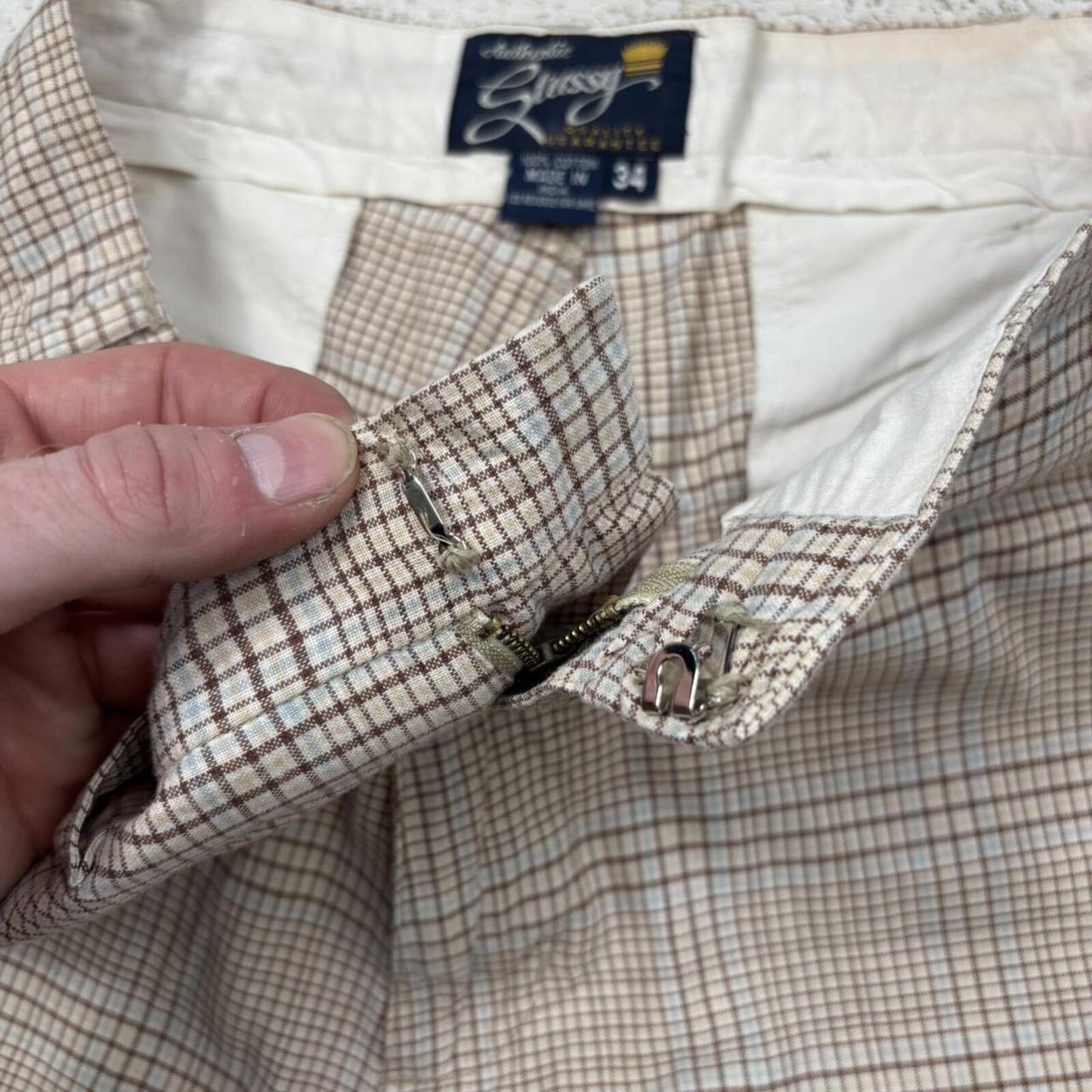 90’s Stussy Plaid Shorts (34”)
