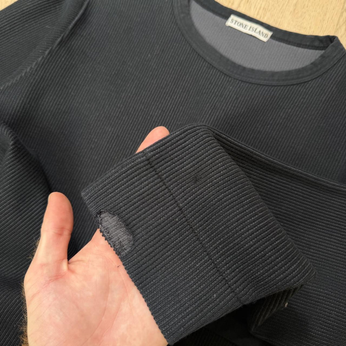 00’s Stone Island Ribbed Cotton Jumper (XL)